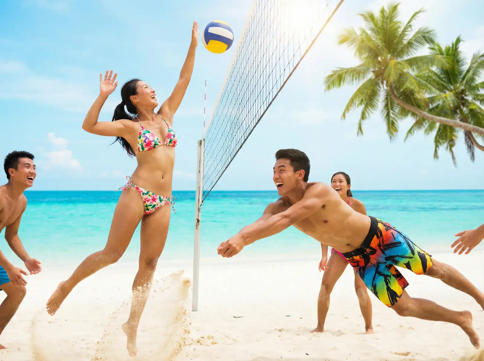 爱情岛-爱情岛官网|热帖推荐|互动社区|精华帖子 嘉宾们在海角沙滩上进行趣味运动